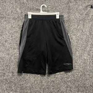 AND1 Mens Small Black Gray Basketball Shorts Elastic Waist Athletic Activewear